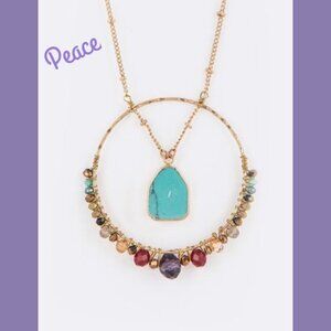 Crystal w Turquoise Pendant Beaded Chain